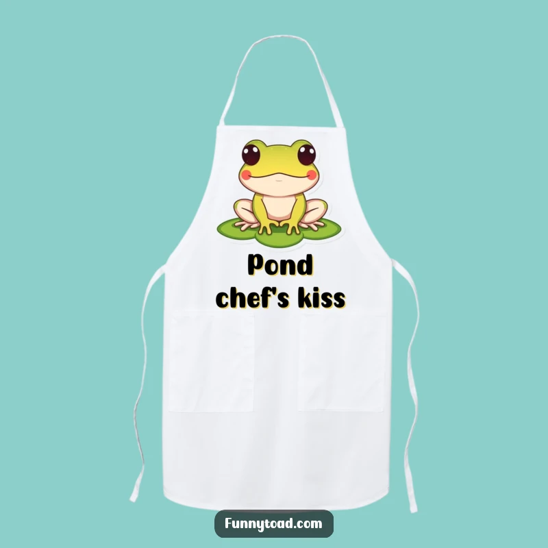 Funny Toad Apron: Chef's Lily Pad Amphibian, Humorous Kitchen Wear for Cooks