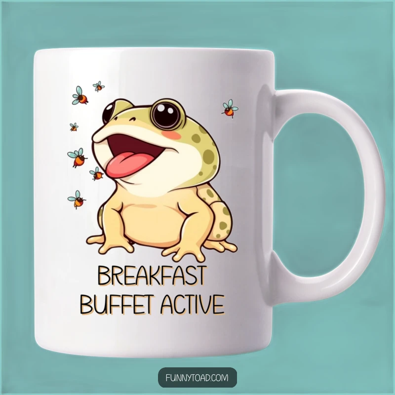 Funny Smiling Toad Juggling Flies Mug: A Hilarious Gift for Bug Lovers