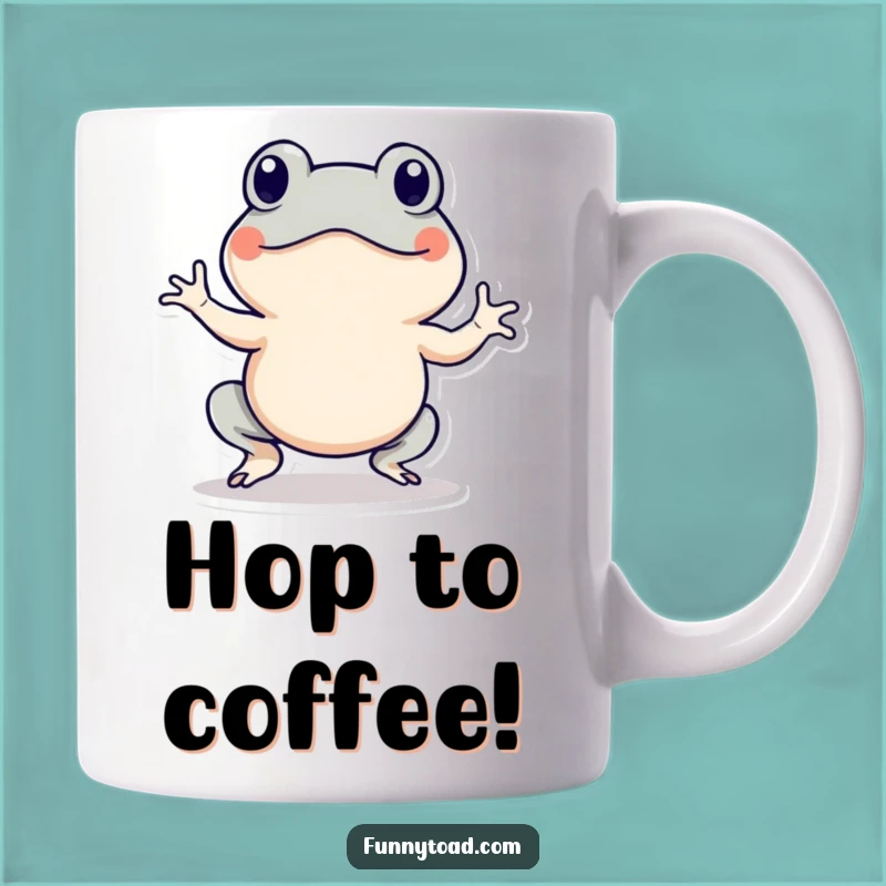 Funny Hopping Toad Mug: Energetic Amphibian Action, Hilarious Gift for Movers