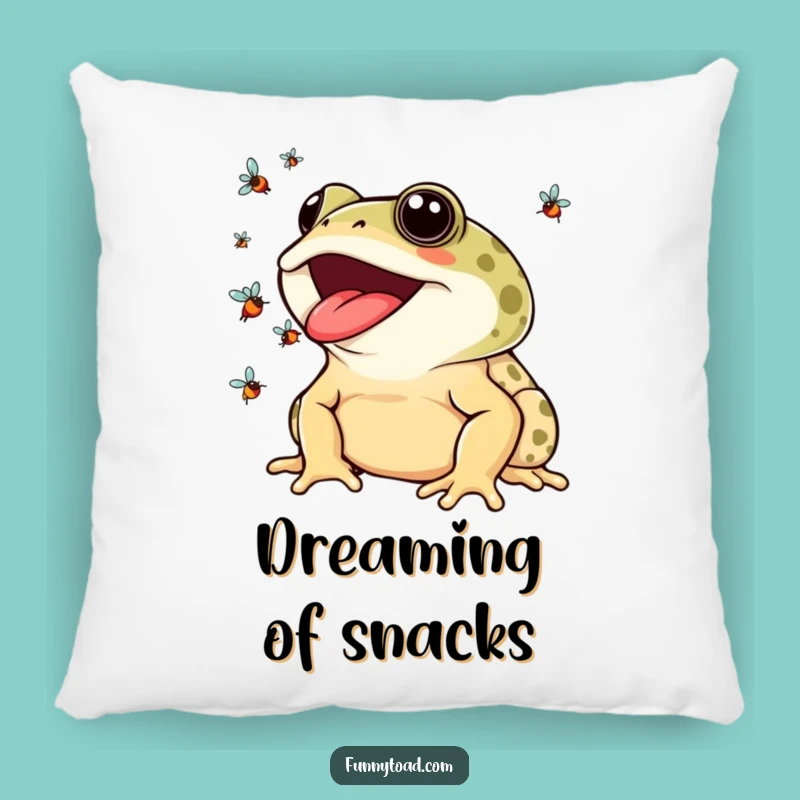 Funny Toad Juggling Flies Pillow: Cuddle Up with Comedy