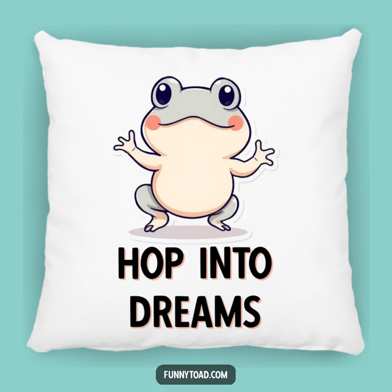 Funny Hopping Toad Pillow: Cozy Amphibian Energy, Cute Humorous Accent Decor