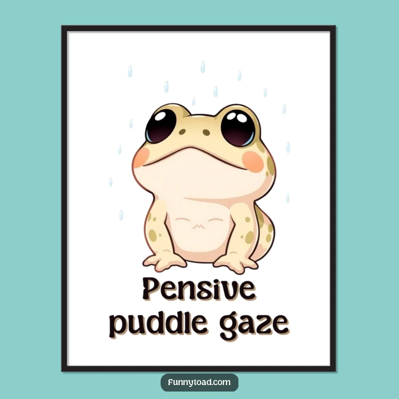Funny Rainy Day Toad Digital Art: Expressive Eyes Print, Instant Humorous Decor