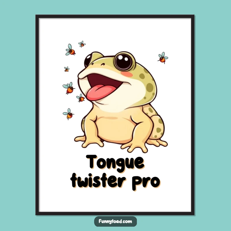 Funny Toad Juggling Flies Digital Art Print: Instant Whimsy
