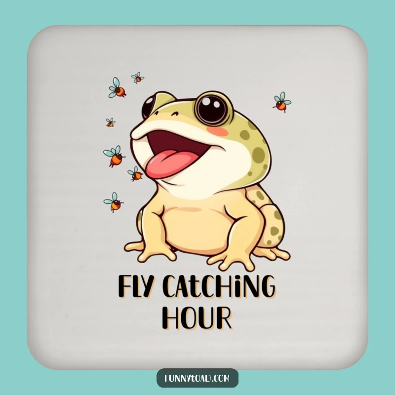 Funny Toad Juggling Flies Drink Coaster: Protect Surfaces Hilariously