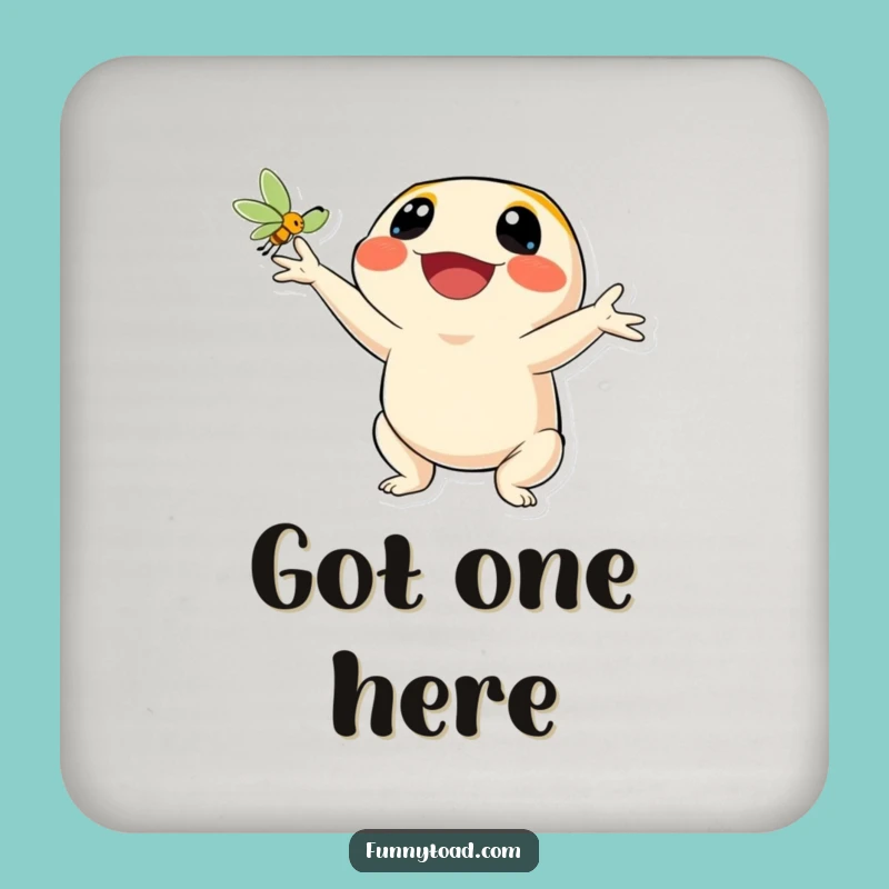 Funny Catching Fly Toad Drink Coaster: Amphibian Joy, Hilarious Surface Protection