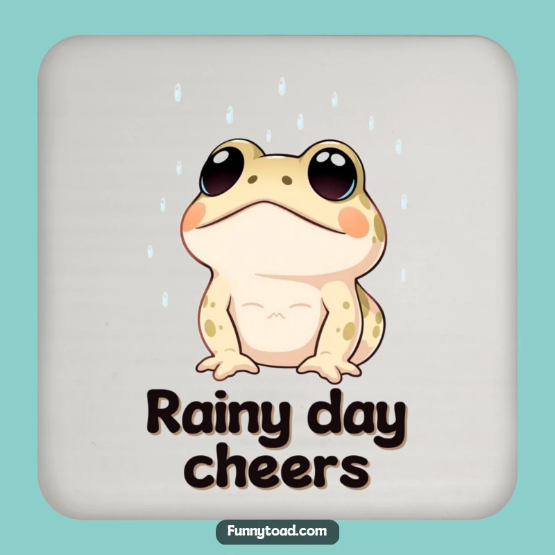 Funny Rainy Day Toad Drink Coaster: Expressive Eyes, Hilarious Surface Protection
