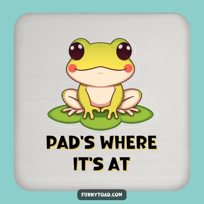 Funny Toad Drink Coaster: Protect Surfaces with Lily Pad Amphibian Humor