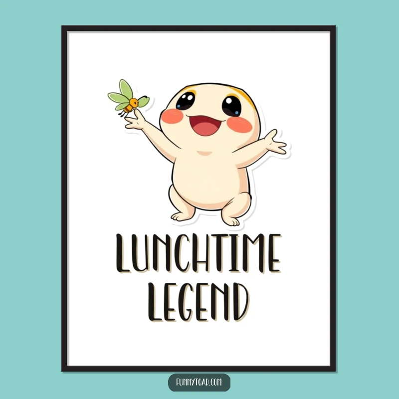 Funny Catching Fly Toad Poster: Joyful Amphibian Art, Hilarious Wall Decor Piece