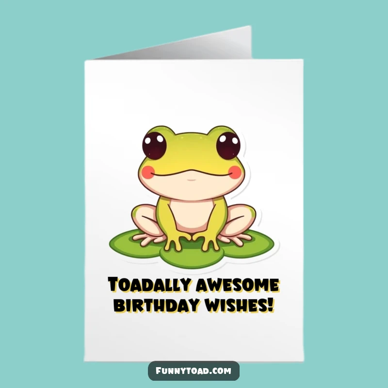 Free Printable Birthday Card: Funny Toad Lily Pad Design, Downloadable Fun Gift