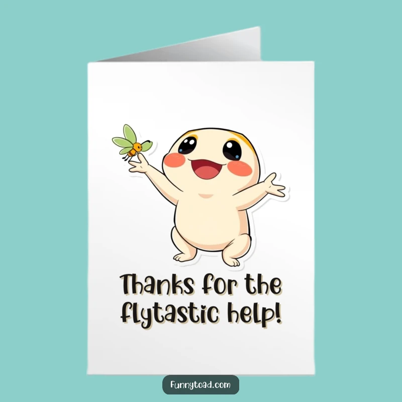 Free Printable Thank You Card: Happy Toad Fly Catching, Downloadable Gratitude Gift