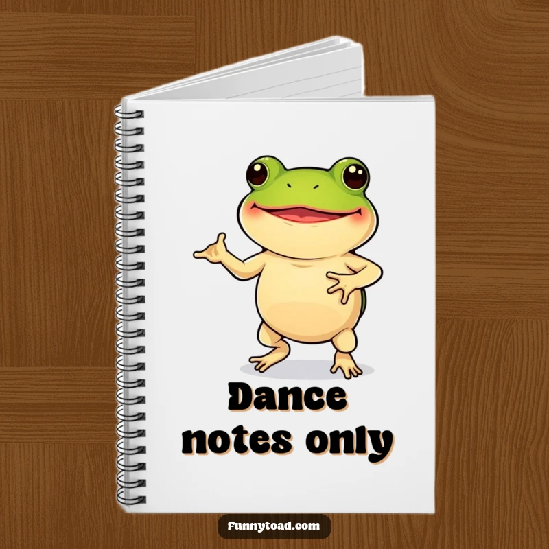 Funny Notebook: A Grinning Toad with Stubby Legs Doing a Silly Dance on a Page for Ideas.