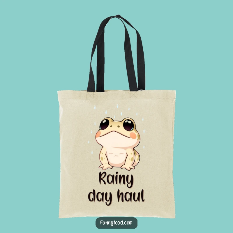 Funny Rainy Day Toad Tote Bag: Expressive Eyes, Hilarious Gift for the Pensive